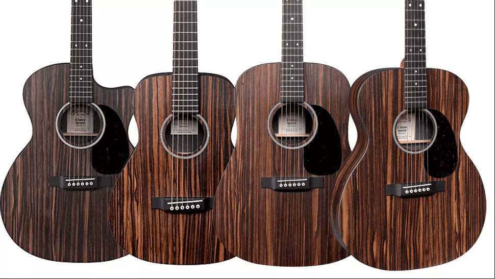 The lavish yet affordable lineup offers Macassar back and sides, ebony fretboards, X-Pattern bracing and Fishman MX electronics.
